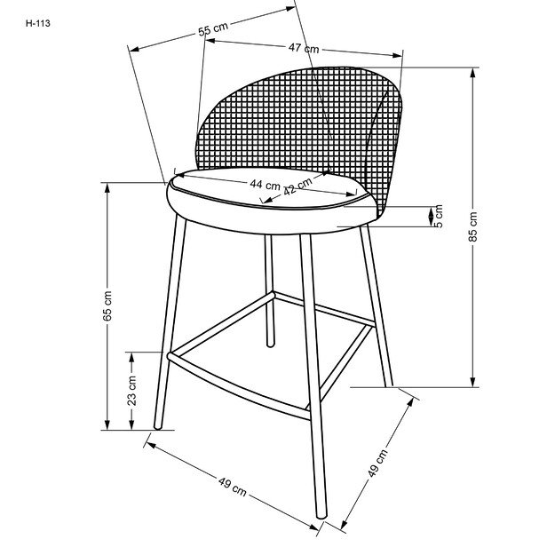 H113 bar stool, black / white 7