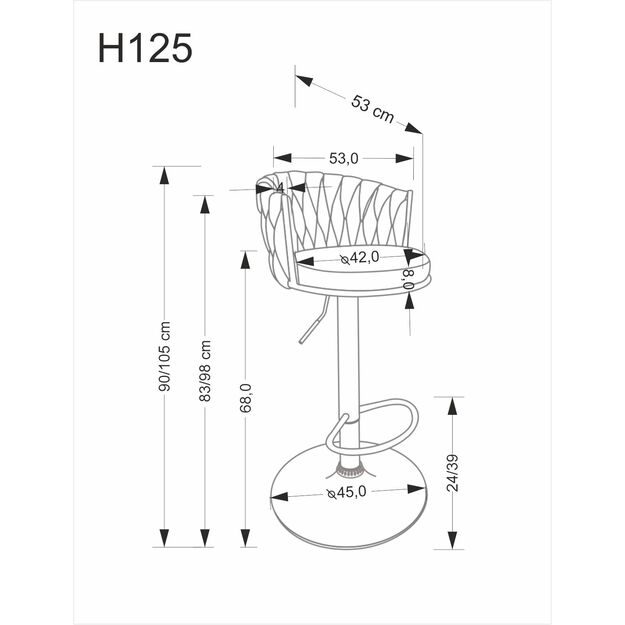 H126 bar stool,  grey 2