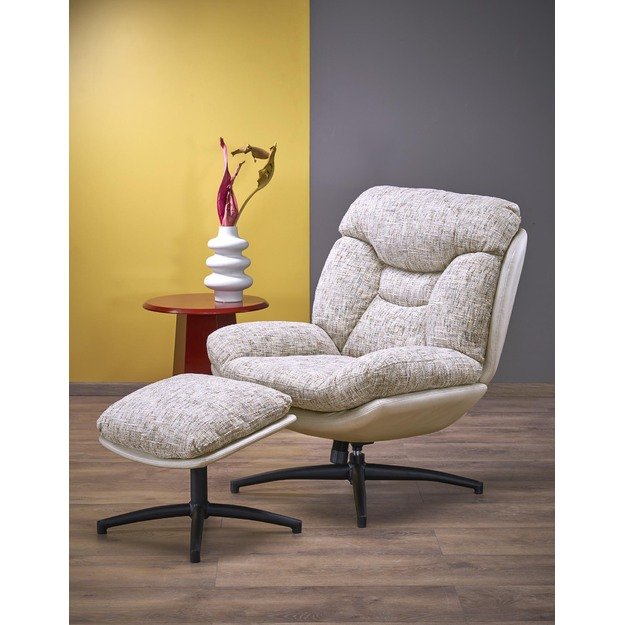 KRONOS armchair with ottoman, beige / multicolored
