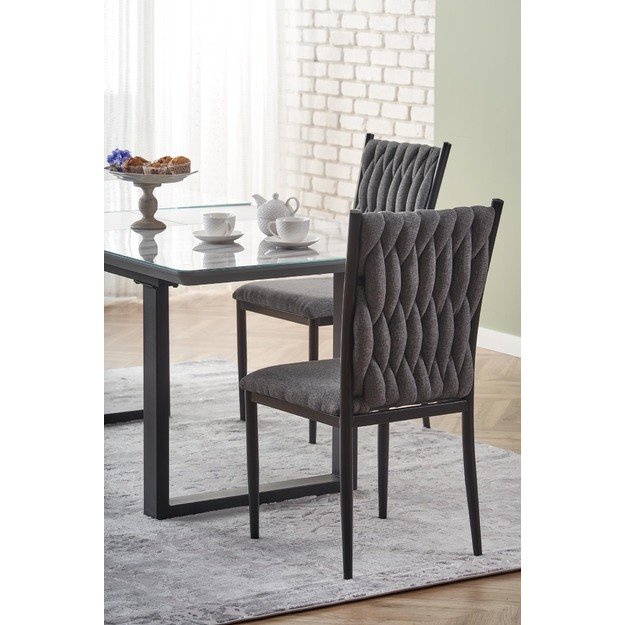 MARLEY extension table, color: top - white marble / grey, legs - black 6