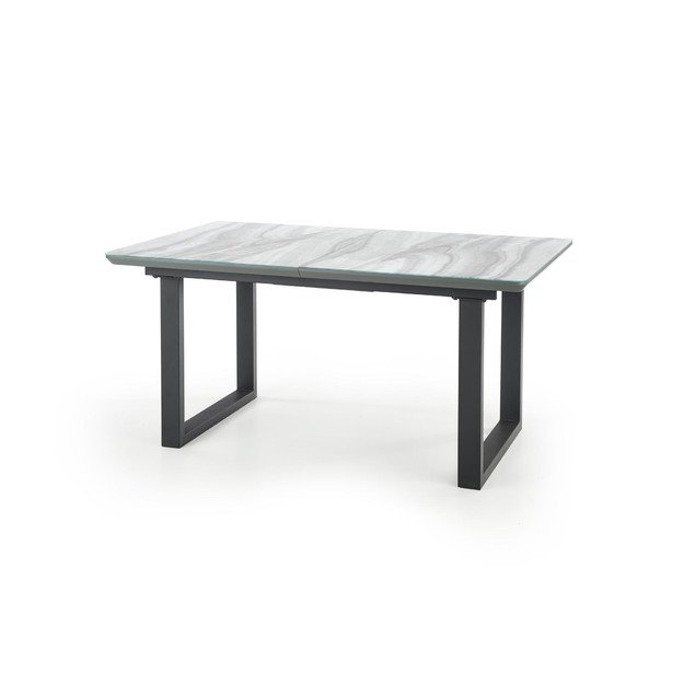 MARLEY extension table, color: top - white marble / grey, legs - black 12