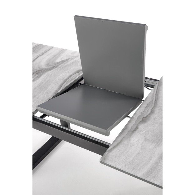 MARLEY extension table, color: top - white marble / grey, legs - black 9