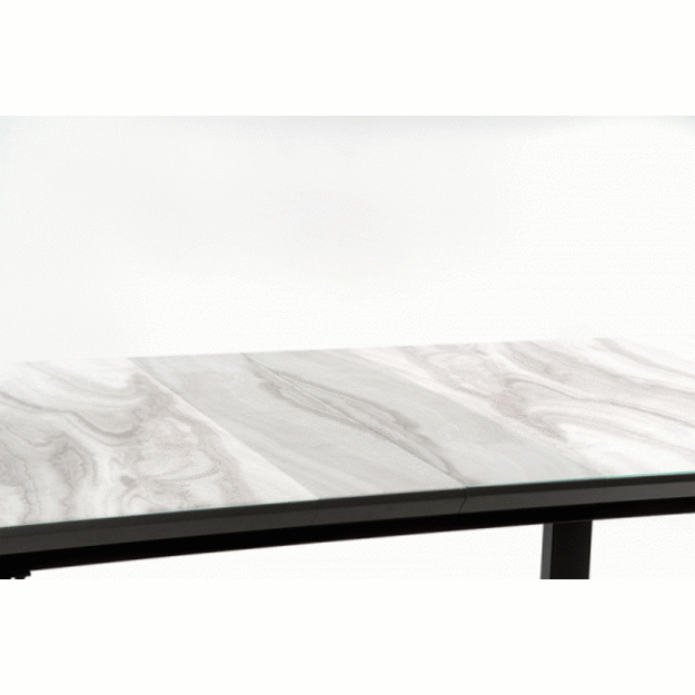 MARLEY extension table, color: top - white marble / grey, legs - black 7