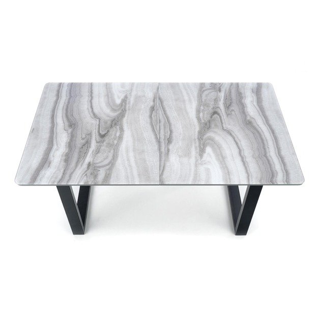MARLEY extension table, color: top - white marble / grey, legs - black 11