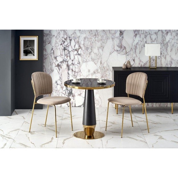 MOLINA round table, black marble / black / gold
