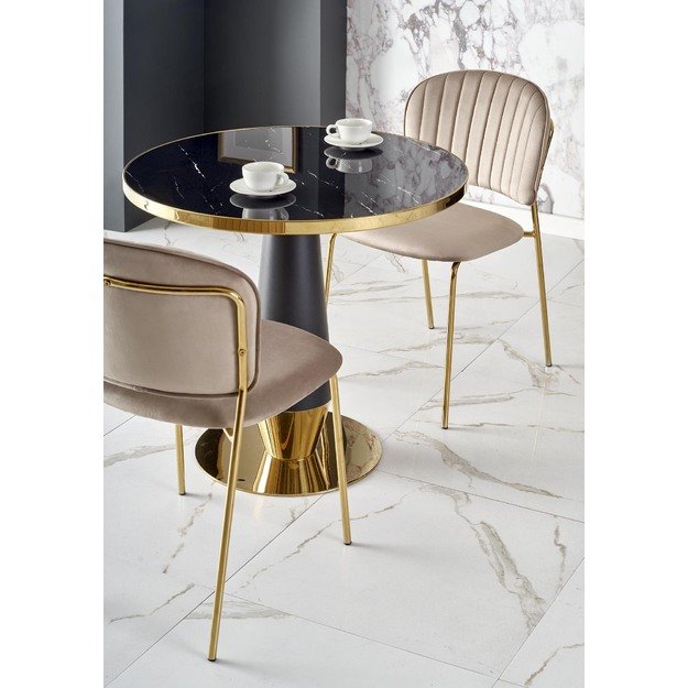 MOLINA round table, black marble / black / gold 12