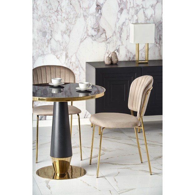 MOLINA round table, black marble / black / gold 1