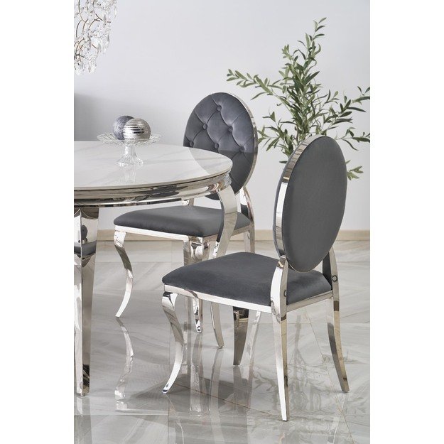 REGINALD table, color: top - white marble, legs - silver 9