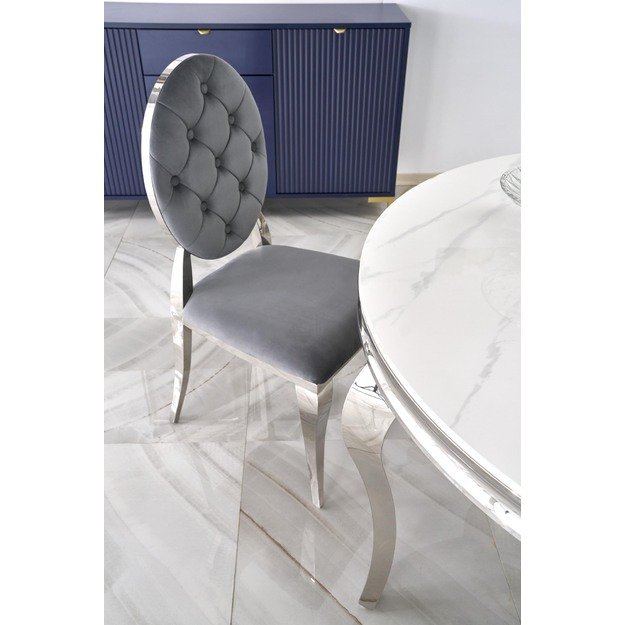 REGINALD table, color: top - white marble, legs - silver 21