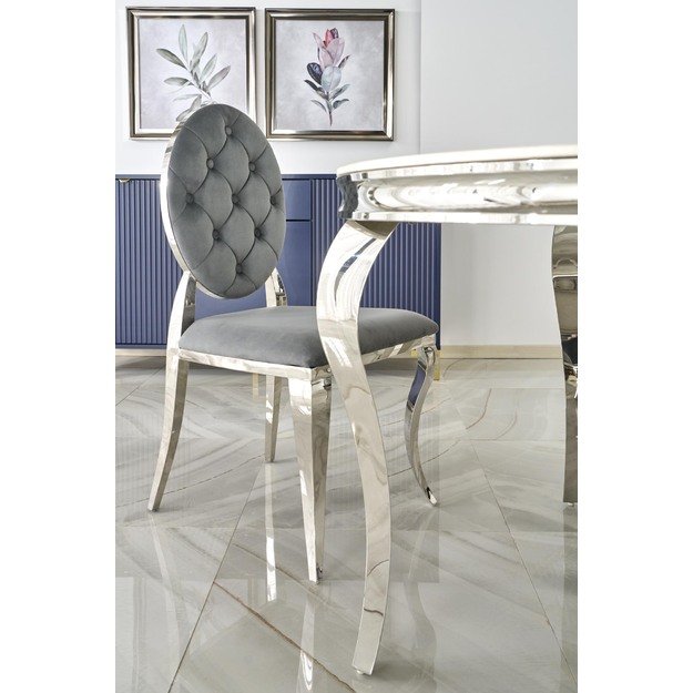 REGINALD table, color: top - white marble, legs - silver 7