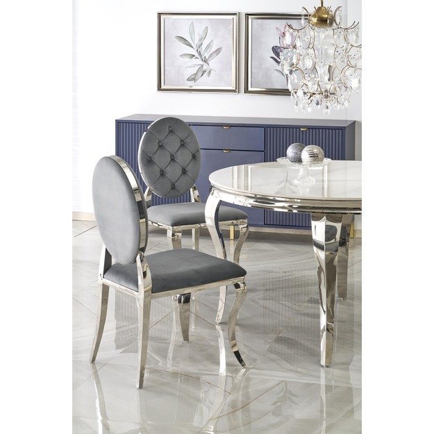 REGINALD table, color: top - white marble, legs - silver 19