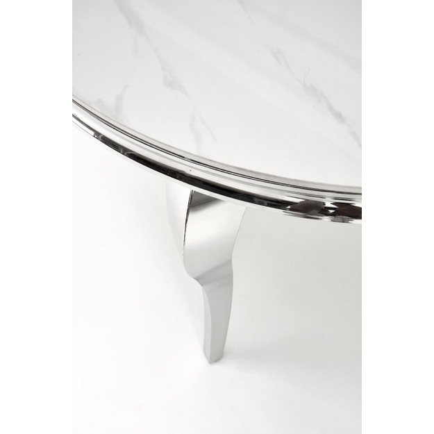 REGINALD table, color: top - white marble, legs - silver 15
