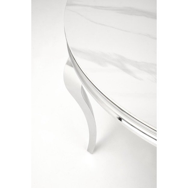REGINALD table, color: top - white marble, legs - silver 14