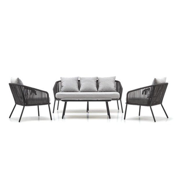 ROCCA garden set (sofa + 2 chairs + coffee table), dark grey / light grey 33