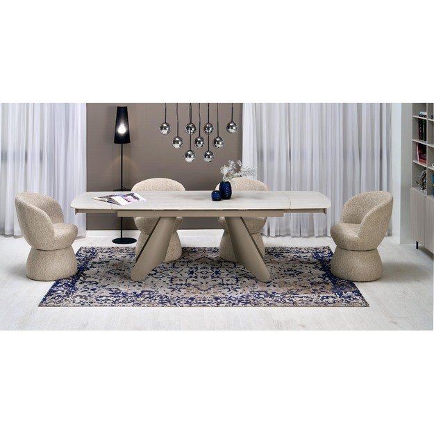 SALIX extension table, travertine / cashmere