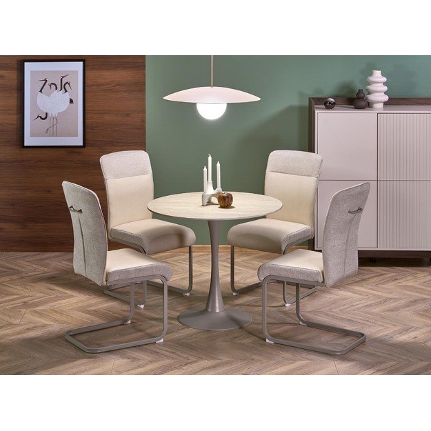 TOLIO round table, travertine / cashmere
