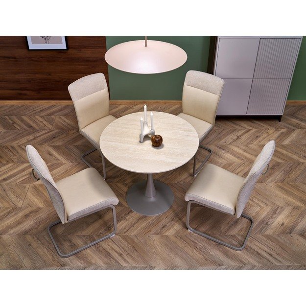 TOLIO round table, travertine / cashmere 6
