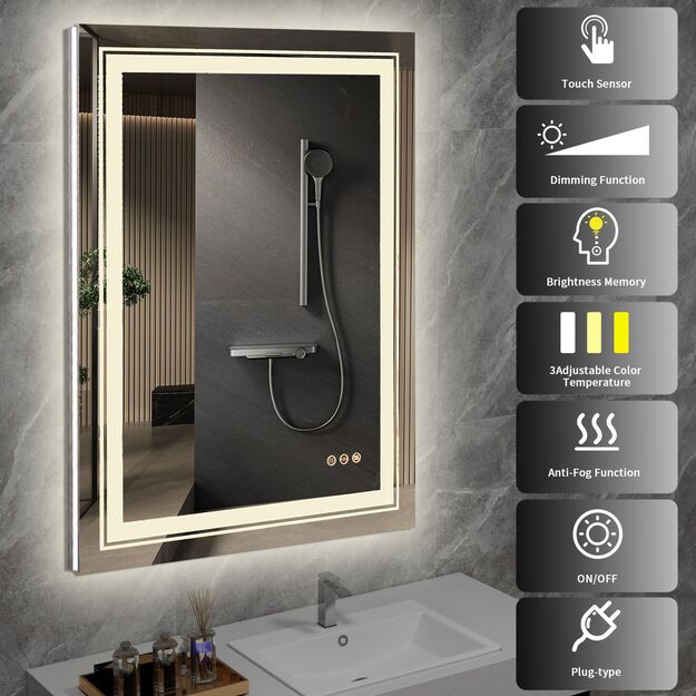 VERO bathroom wall mirror, silver 7