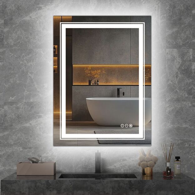 VERO bathroom wall mirror, silver 4