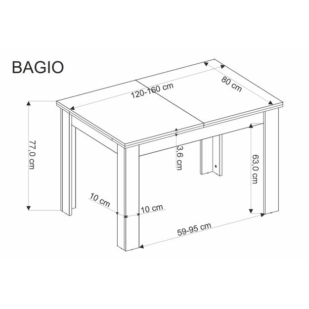 BAGIO extension table, atisan oak / black 8