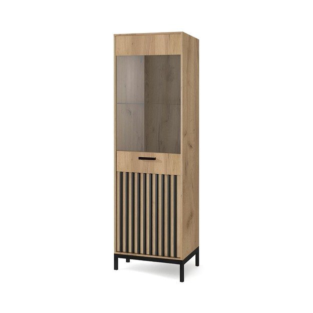 LAMINO W-1 display cabinet, craft oak / black