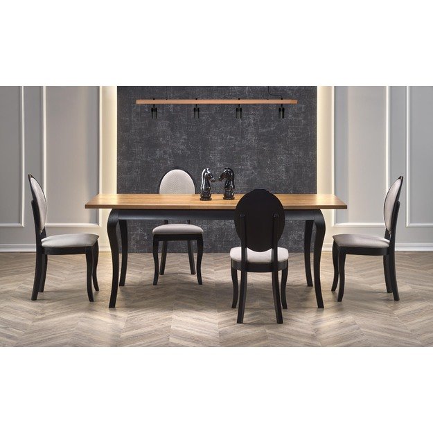 WINDSOR extension table, color: dark oak/black