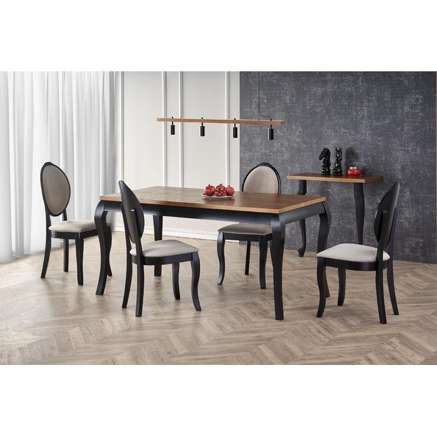 WINDSOR extension table, color: dark oak/black 8