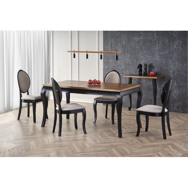 WINDSOR extension table, color: dark oak/black 26