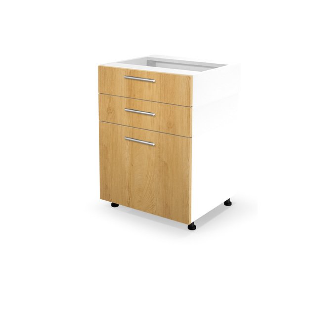 VENTO DS3-60/82 lower cabinet with drawers, color: white/honey oak