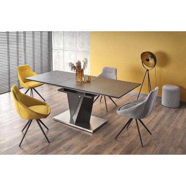 SALVADOR extension table, color: top - dark grey, legs - dark grey