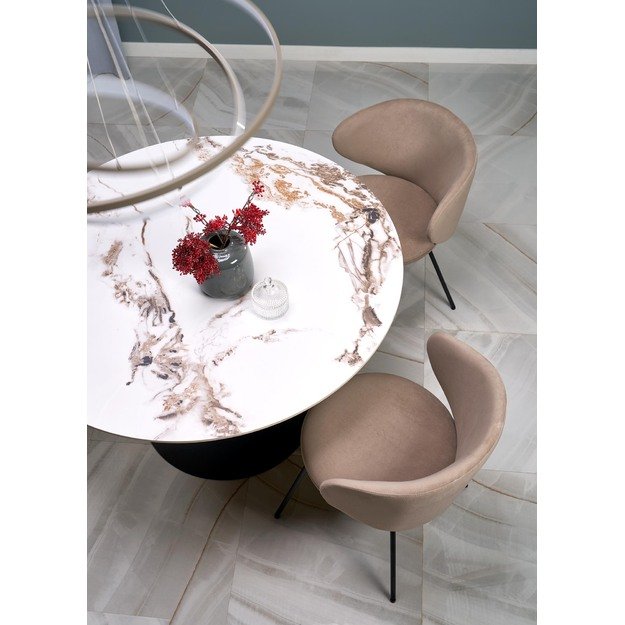 GARET round table, white marble / black 3