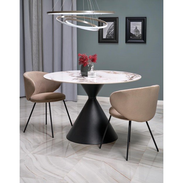 GARET round table, white marble / black