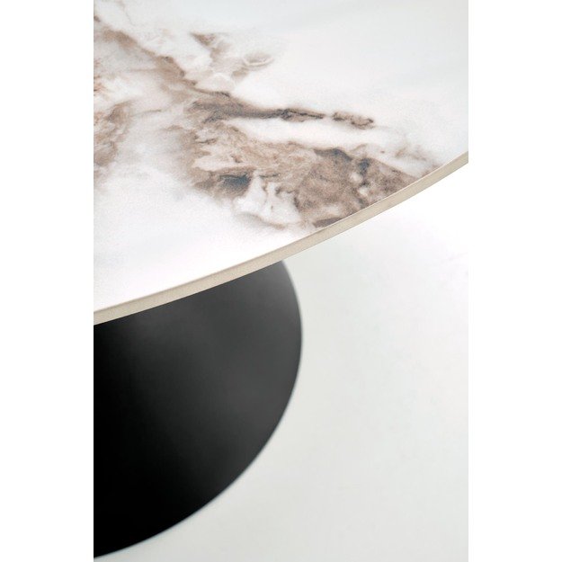 GARET round table, white marble / black 9