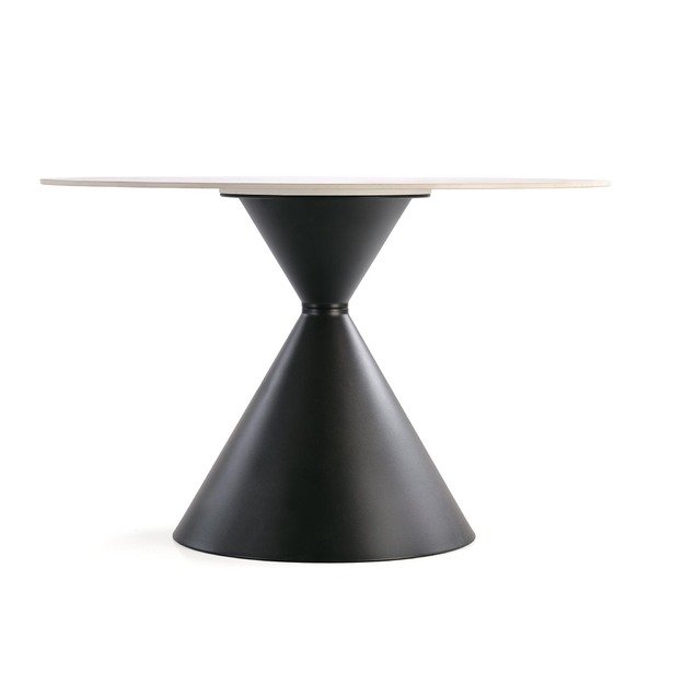 GARET round table, white marble / black 10