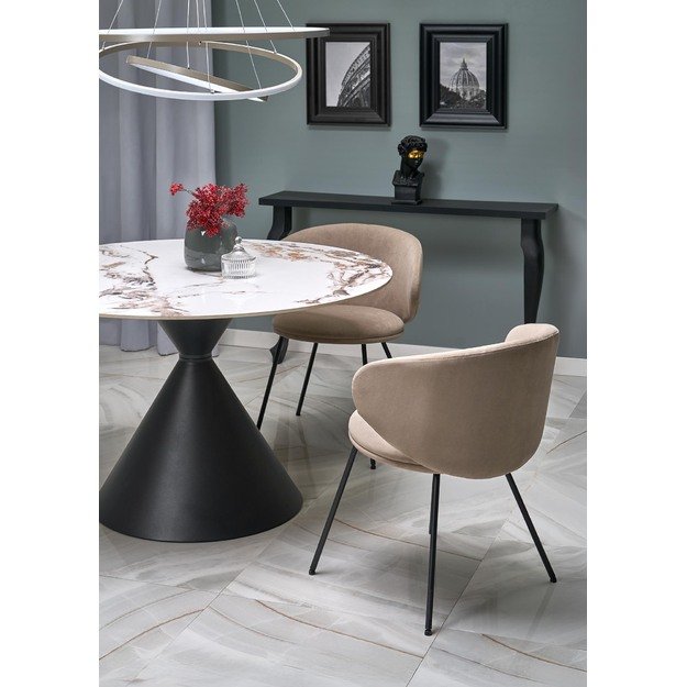 GARET round table, white marble / black 4
