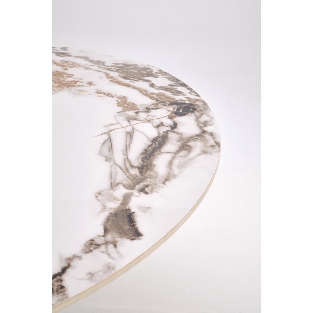 GARET round table, white marble / black 8