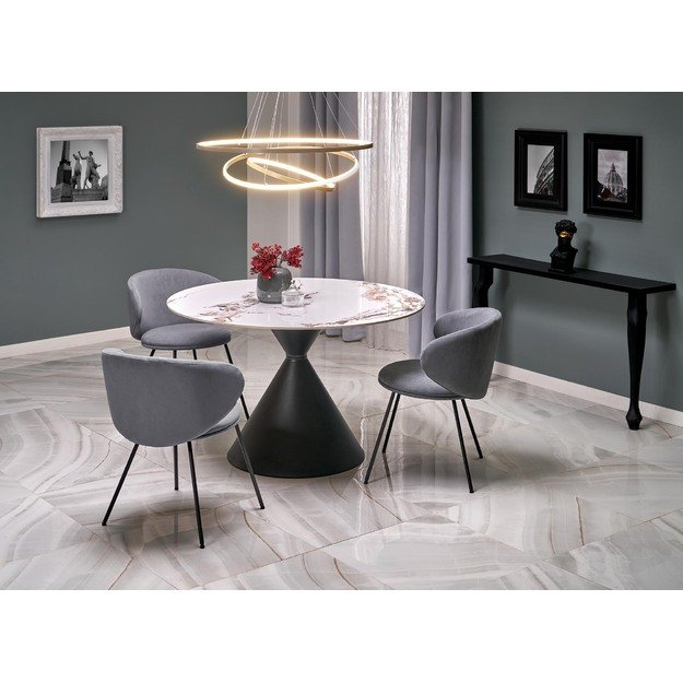 GARET round table, white marble / black 5