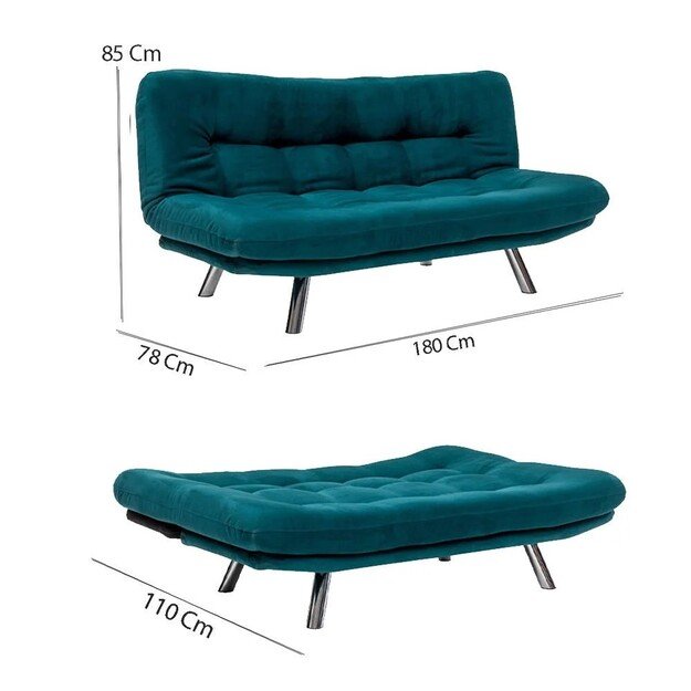 Misa Small Sofabed - Petrol Green 9