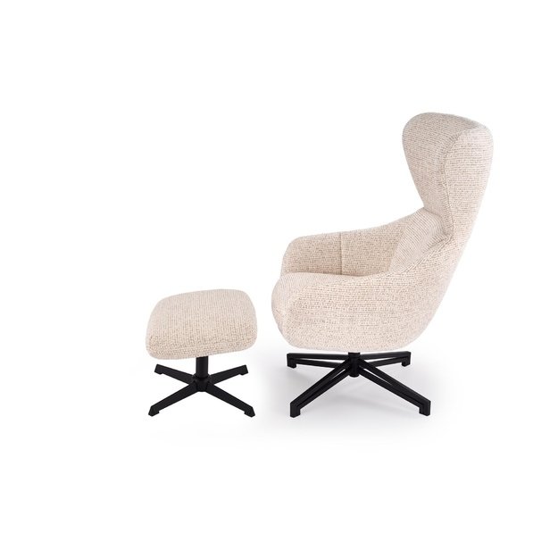 FREDY leisure chair, with stool, l.beige