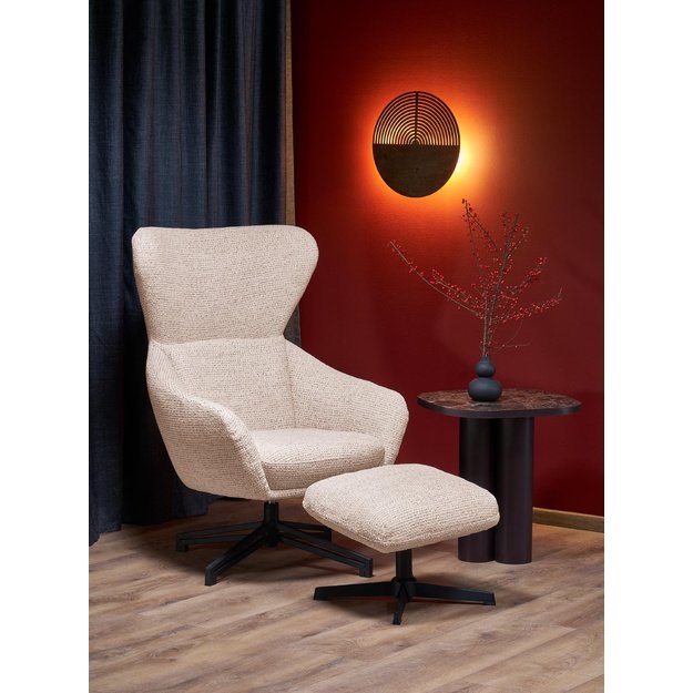FREDY leisure chair, with stool, l.beige