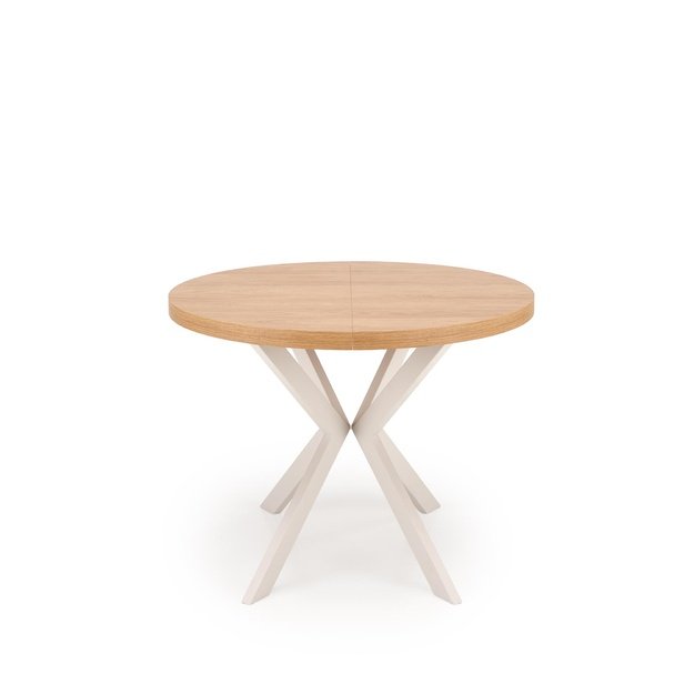 PERONI extension table, hikora oak / cashmere