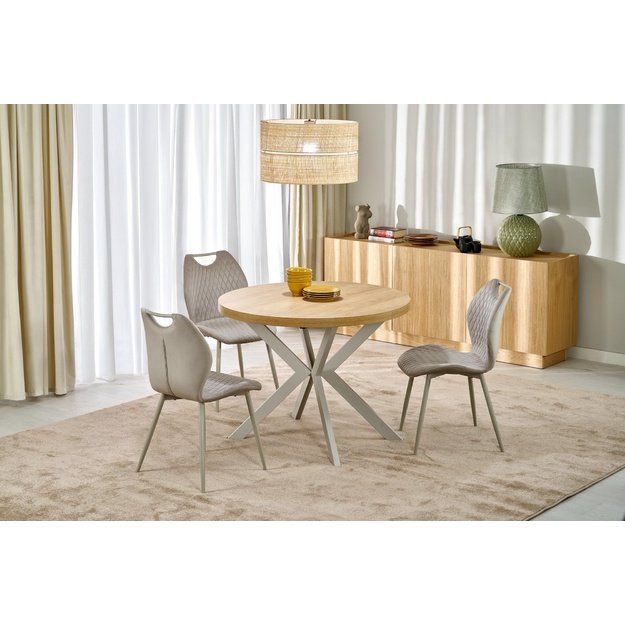 PERONI extension table, hikora oak / cashmere