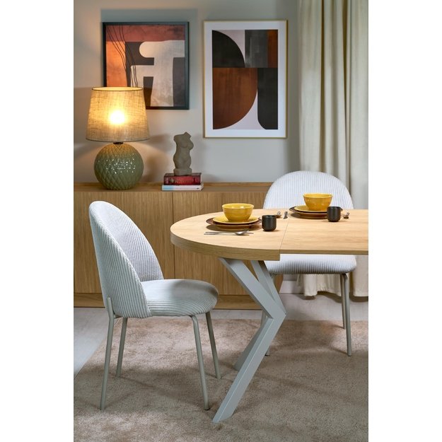 PERONI extension table, hikora oak / cashmere