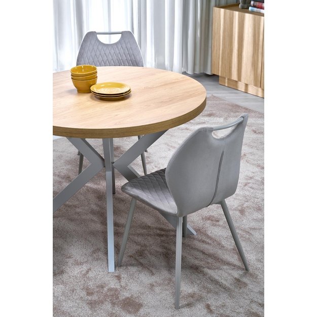 PERONI extension table, hikora oak / cashmere