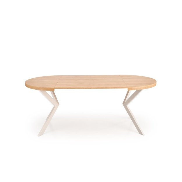PERONI extension table, hikora oak / cashmere