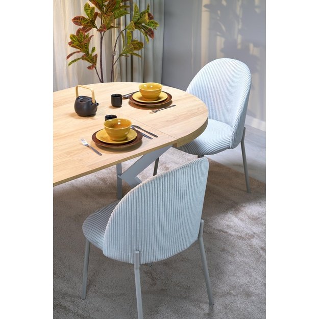 PERONI extension table, hikora oak / cashmere