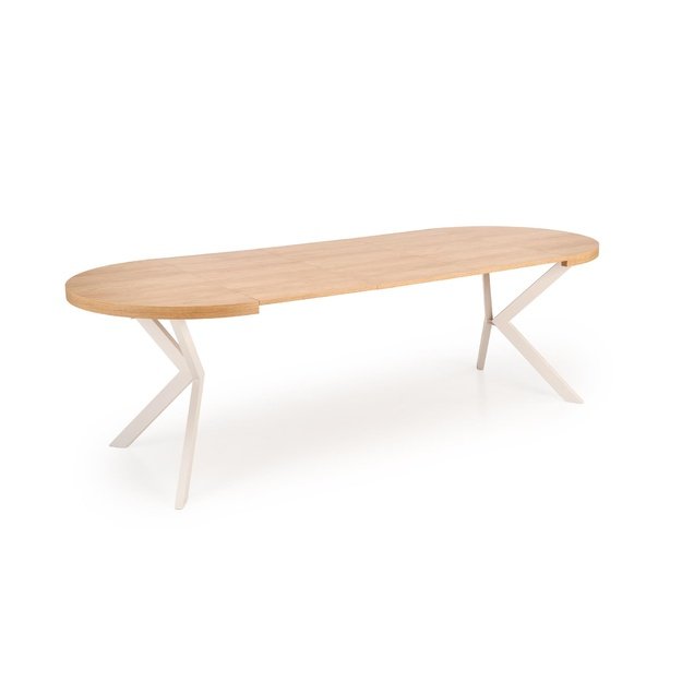 PERONI extension table, hikora oak / cashmere