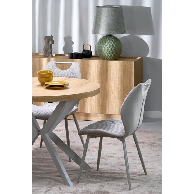 PERONI extension table, hikora oak / cashmere