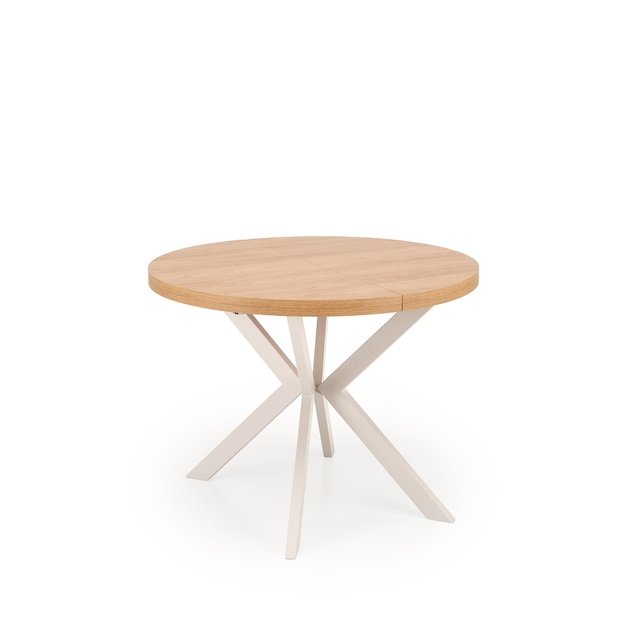 PERONI extension table, hikora oak / cashmere