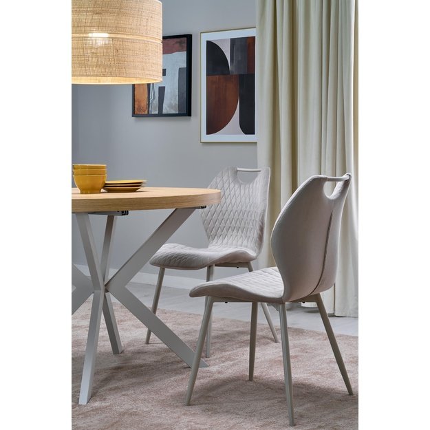 PERONI extension table, hikora oak / cashmere